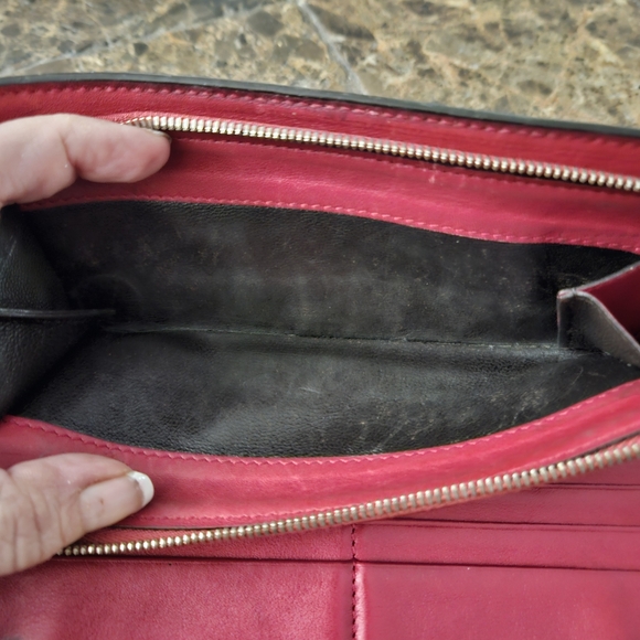 Gucci Shima Shiny Micro Gucci Wallet Round Zipper Red Pink - Picture 9 of 10